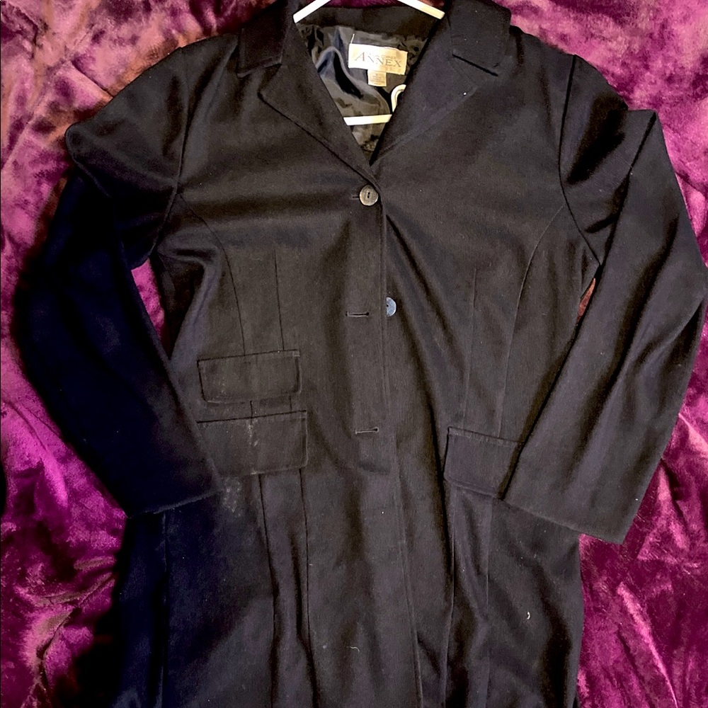 casual corner annex black mid length coat size 8